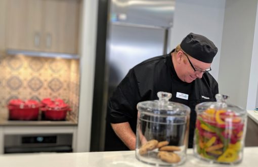 Chef in ktichen at aged care home