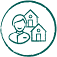Retirement village care icon.