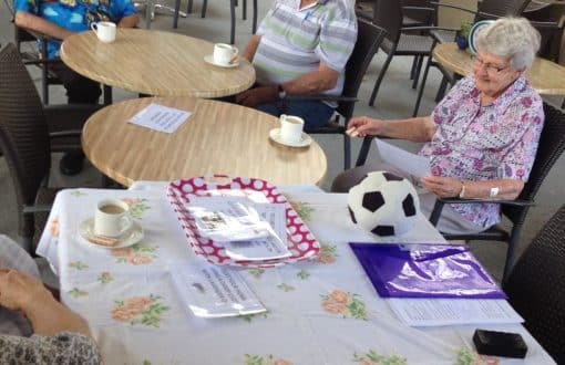 Whiddon residents chatting during Chat, Stories and Tea at an aged care home in Beaudesert.