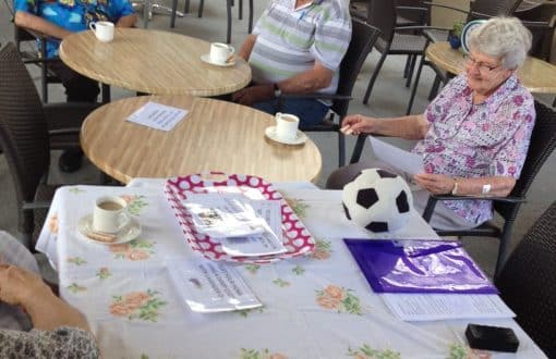 Whiddon residents chatting during Chat, Stories and Tea at an aged care home in Beaudesert.