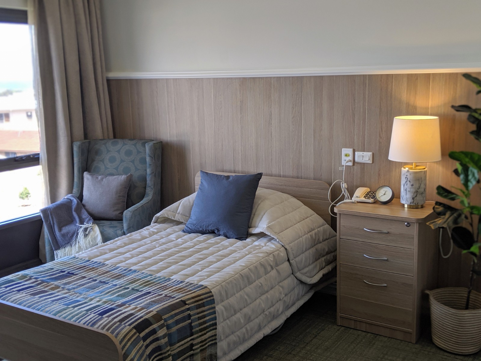 Newcastle aged care home single room with ensuite bathroom