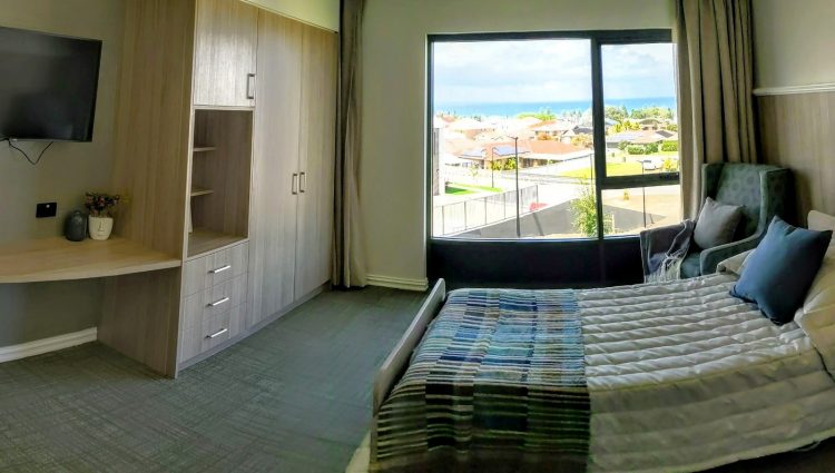 Aged care home single room with sea view
