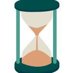 Hourglass timer icon.
