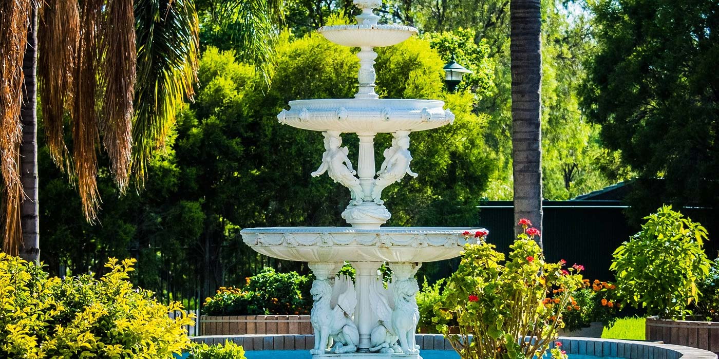Exterior water fountain of Moree residential home