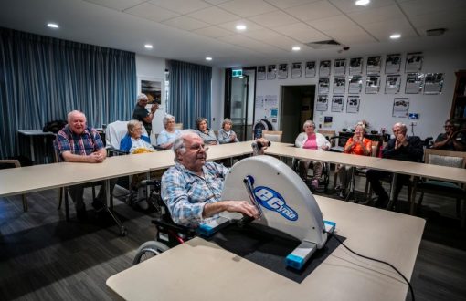 Aged care residents cycling around the world