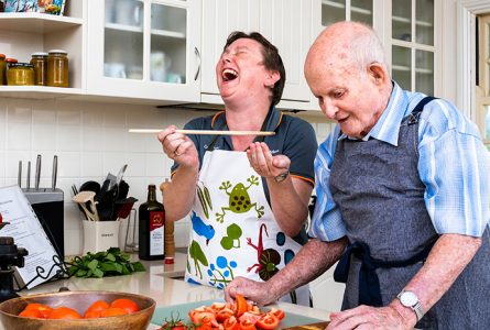 Whiddon community care worker helping with cooking