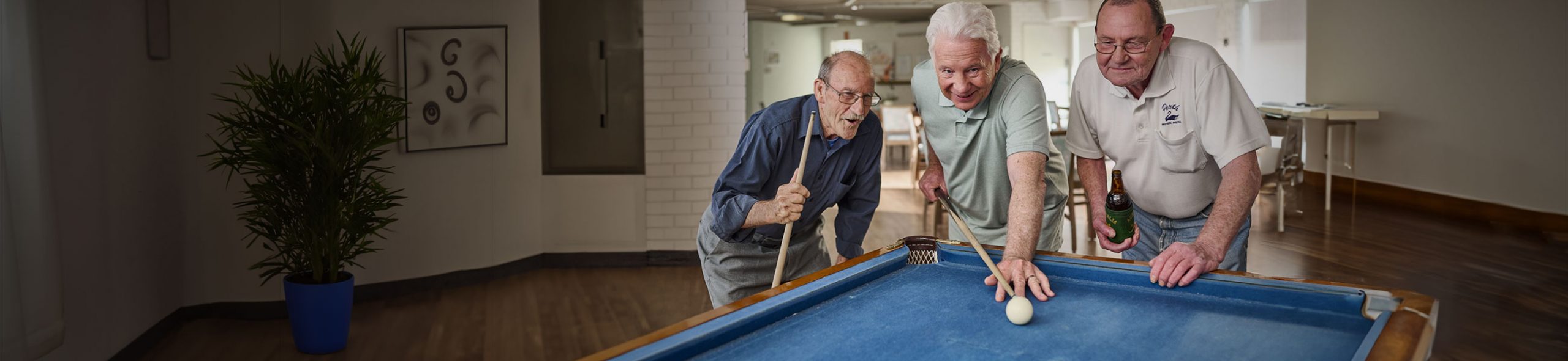 Independent units residents playing pool