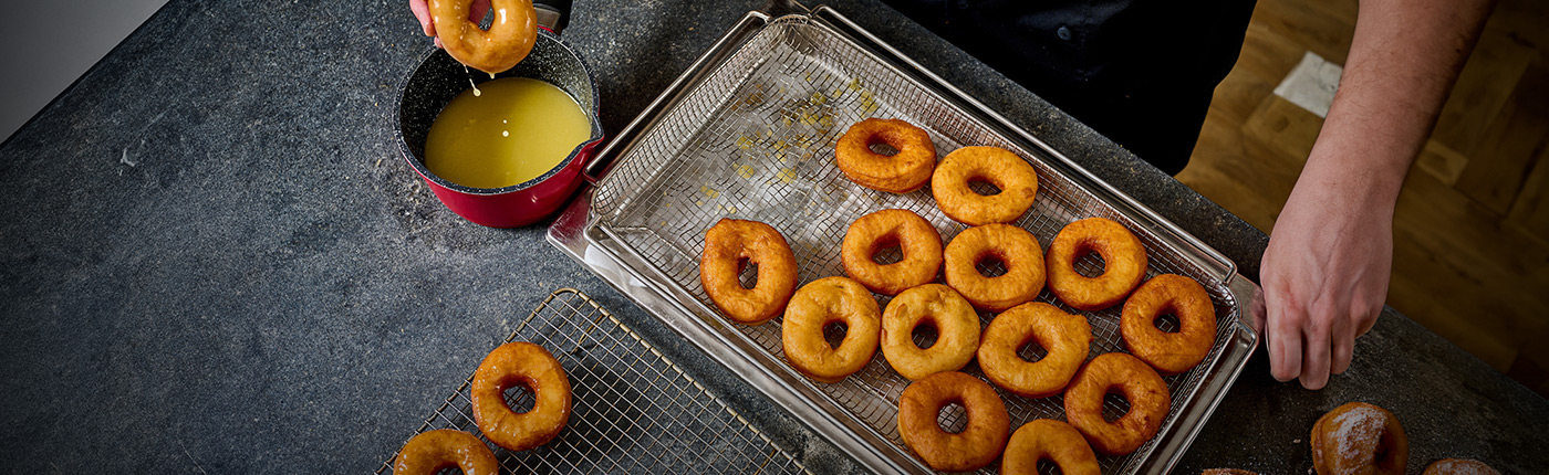 photo of freshly made donuts