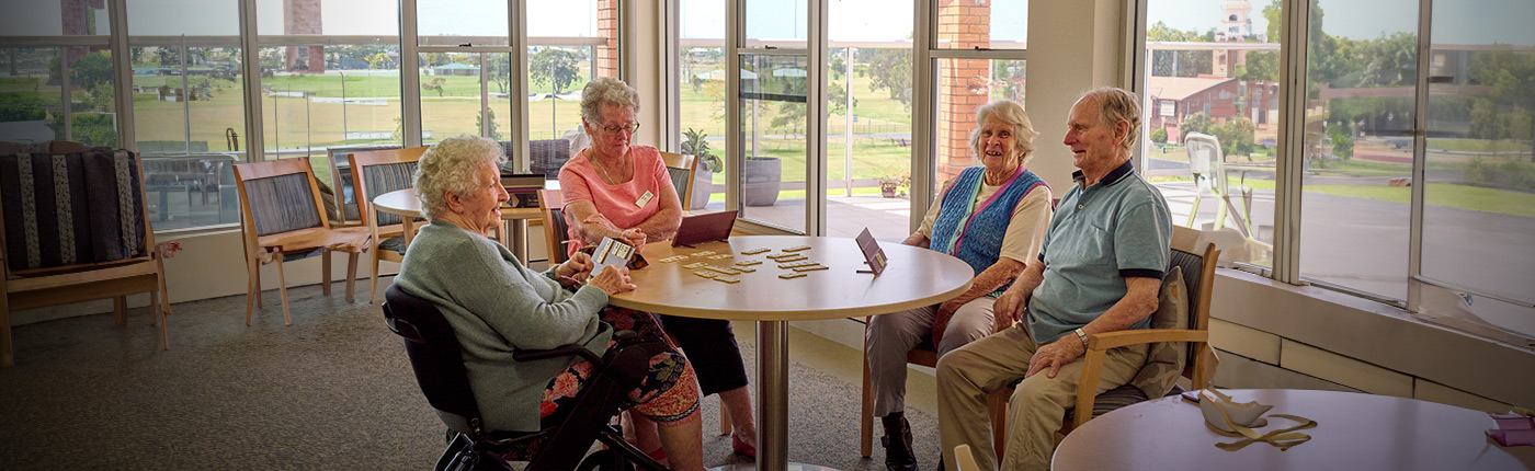 group of residents enjoying activities together