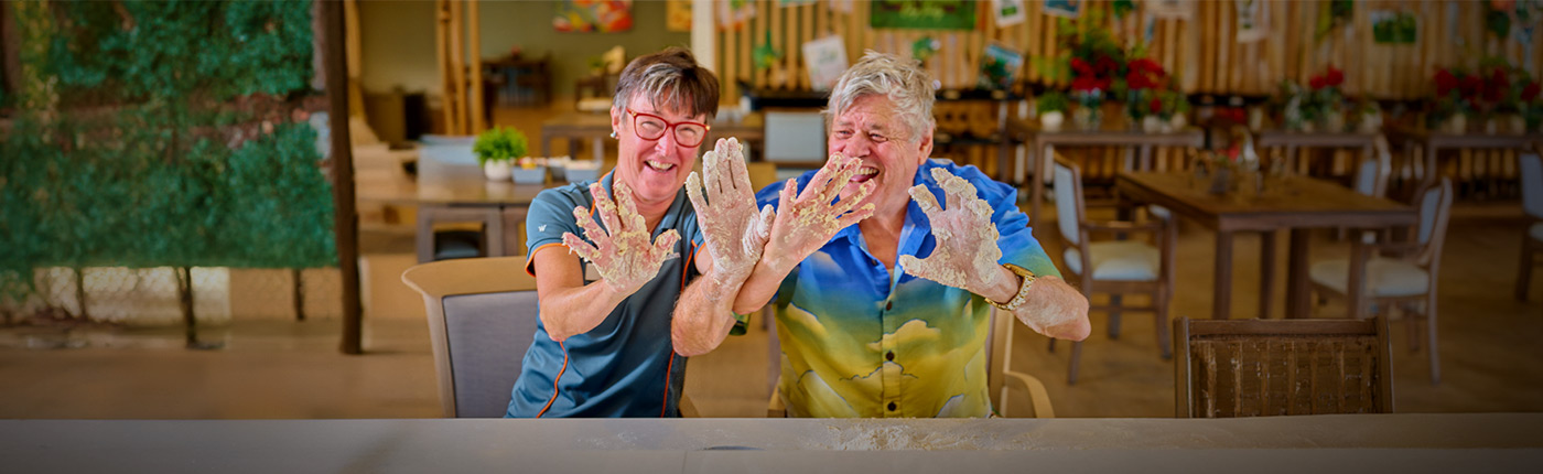 Whiddon employee and resident cooking fun