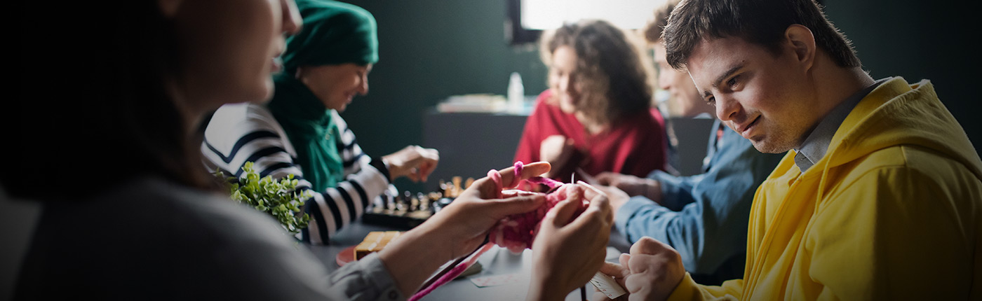 residents participating in crafts