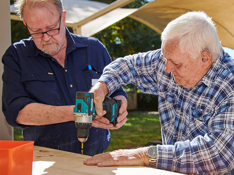 Volunteers running Men's Shed program with Whiddon Residents 
