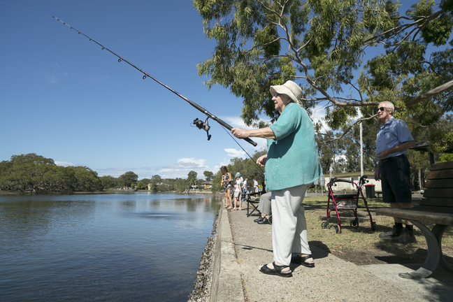 Friends fishing together