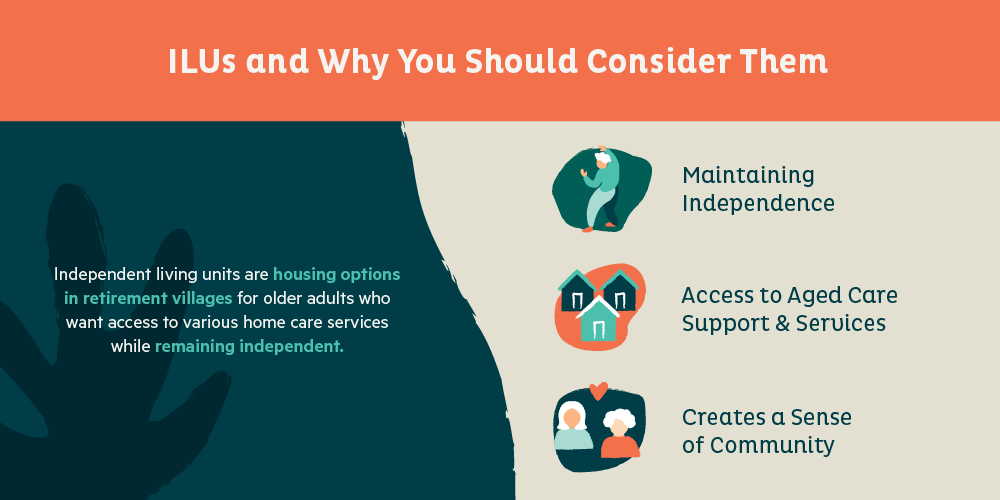 infographic listing the three main benefits of independent living units