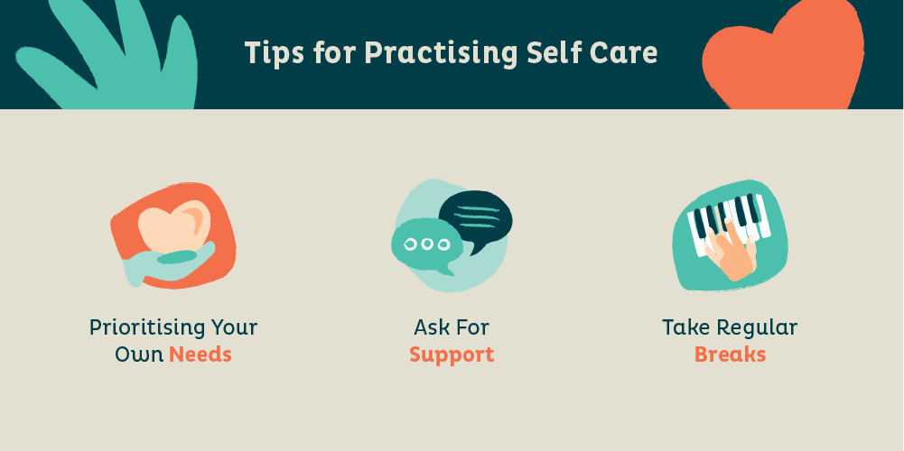 infographic showing 3 tips for self care