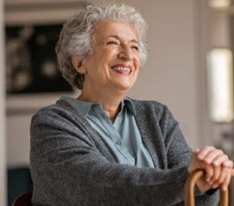 smiling older woman in aged care