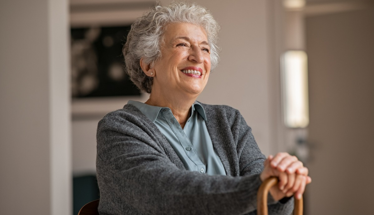 smiling older woman in aged care