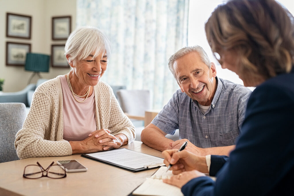 older couple consulting with support worker